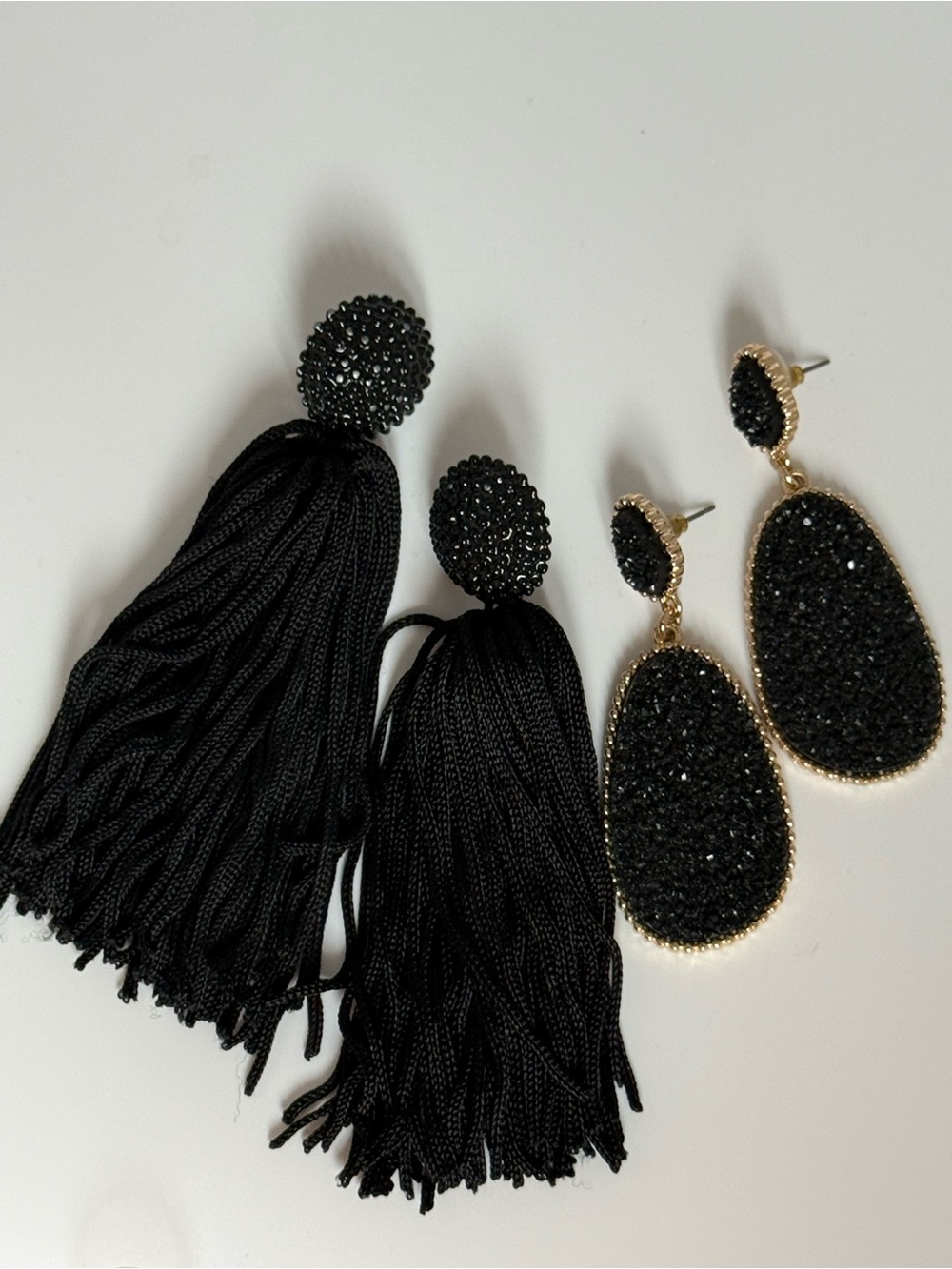 Black Tassel and Crystal Drop Fashion Earrings Set - Bauble Bar for Target